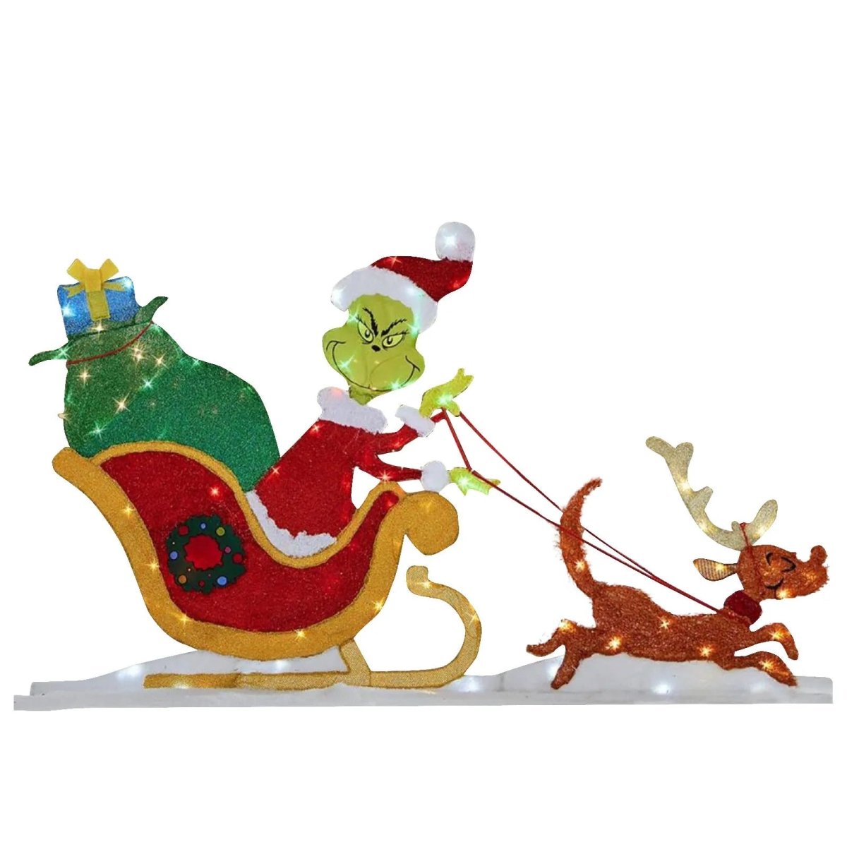 TWINKLON – Decoración festiva de jardín Grinch con iluminación LED para ambiente navideño en exteriores