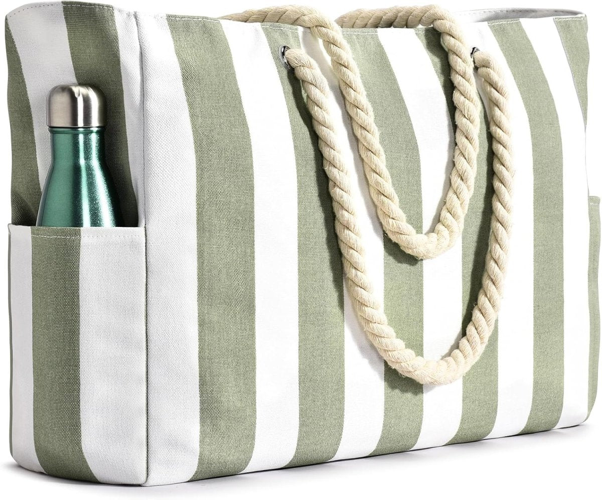 Große Strandtasche mit Reißverschluss - Wasserdicht und Praktisch für Strand und Reisen 14