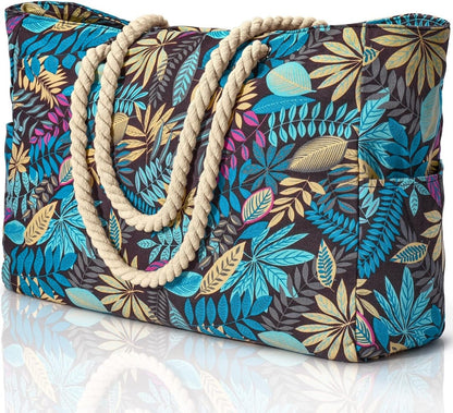 Große Strandtasche mit Reißverschluss - Wasserdicht und Praktisch für Strand und Reisen 19