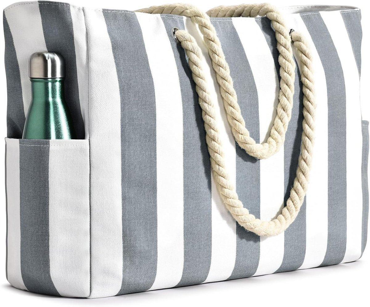 Große Strandtasche mit Reißverschluss - Wasserdicht und Praktisch für Strand und Reisen 20
