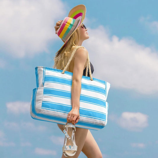 Große Strandtasche mit Reißverschluss - Wasserdicht und Praktisch für Strand und Reisen 4
