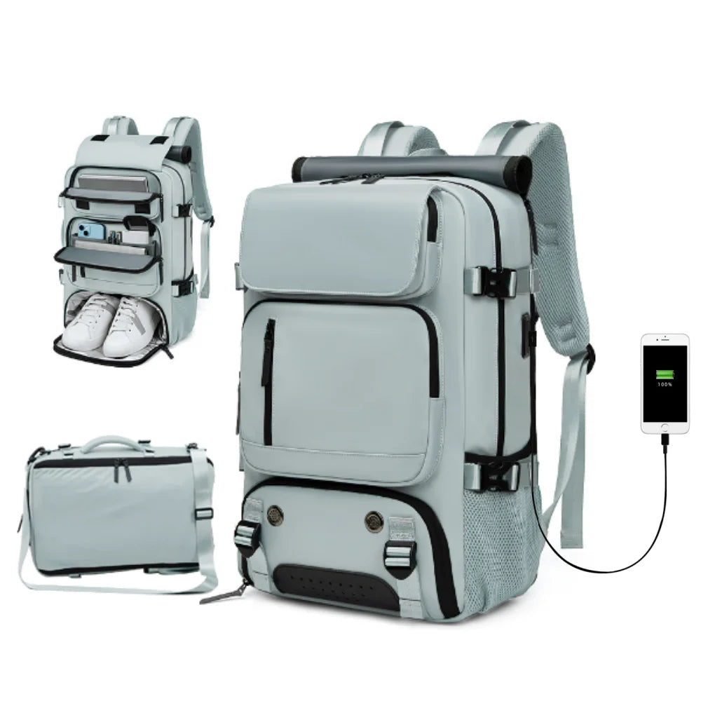 TRAVELMAX Pack – Wasserfester Reiserucksack – USB-Ladeanschluss – Laptopfach – Diebstahlschutz – Schuhfach – Oxford-Material – Cozey Maison