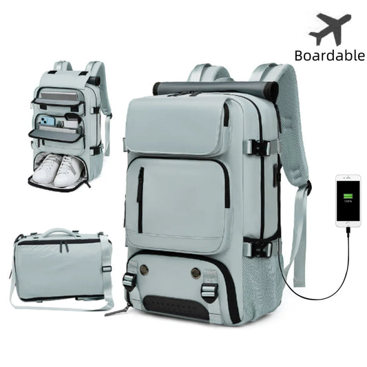 TRAVELMAX Pack - Large waterproof travel backpack with USB port