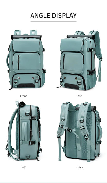 TRAVELMAX Pack – Gran mochila de viaje impermeable con conexión USB