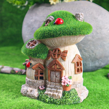 Grüne Solar-Pilzhaus-Skulptur - Dekorative Gartendekoration für Außenbereich 1