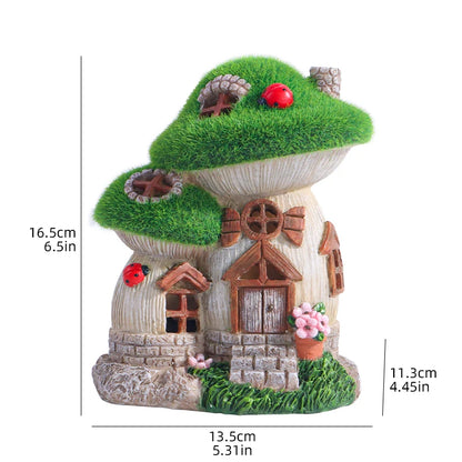 Grüne Solar-Pilzhaus-Skulptur - Dekorative Gartendekoration für Außenbereich 5