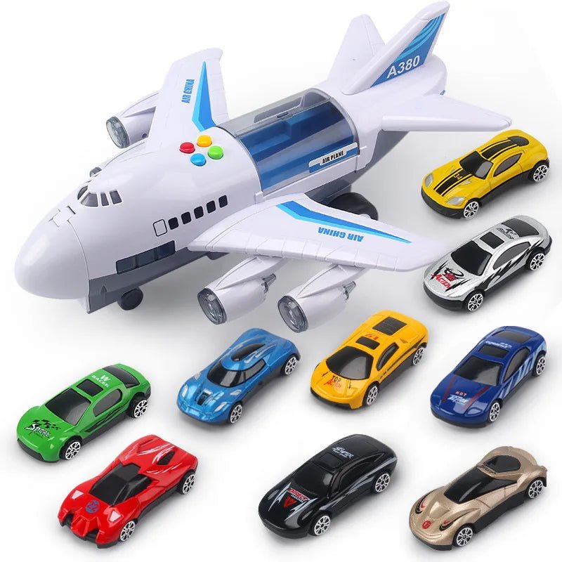 SKYRACER – Inertial Simulation Airplane Toy mit Musik, Licht & Mini-Autos für Kinder