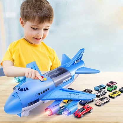 SKYRACER – Inertial Simulation Airplane Toy mit Musik, Licht & Mini-Autos für Kinder