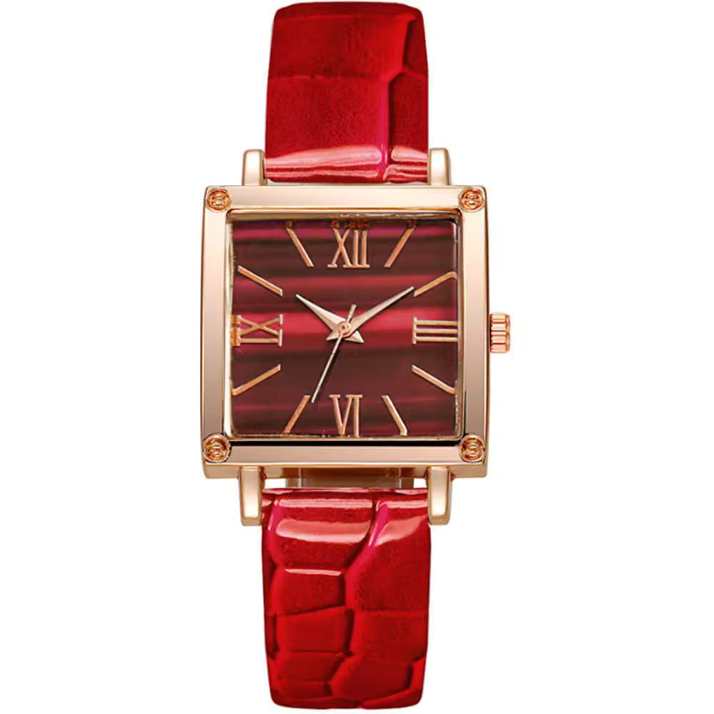 FORMAHOLZ – Montre carrée avec cadran à motif bois naturel