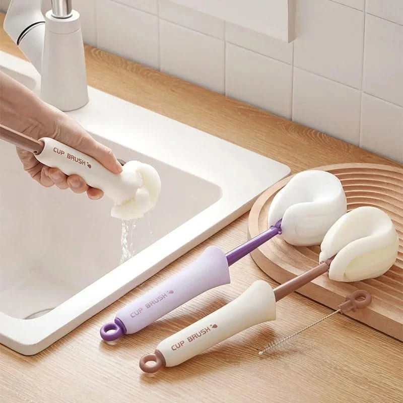 SCRUBORA – 2-in-1 sponge brush with integrated straw brush