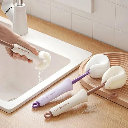 SCRUBORA – 2-in-1 sponge brush with integrated straw brush