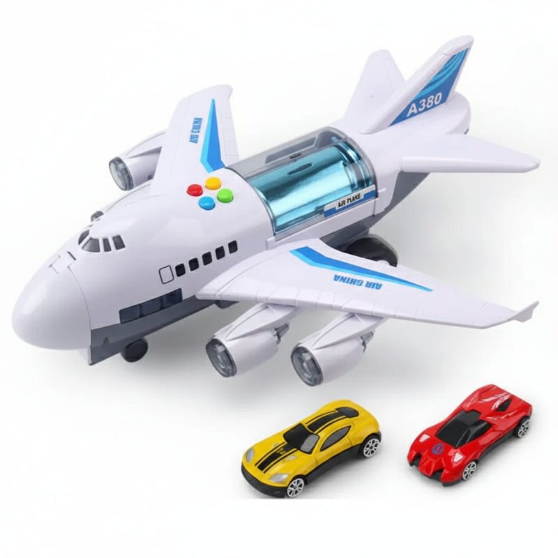 SKYRACER – Inertial Simulation Airplane Toy mit Musik, Licht & Mini-Autos für Kinder