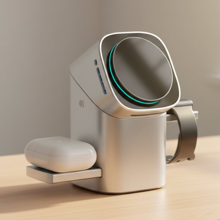 ROTACHARGE – 3-in-1 draadloze oplader met draaifunctie voor smartphone, horloge en koptelefoon