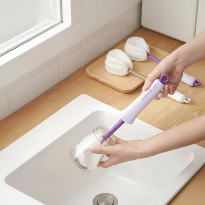 SCRUBORA – 2-in-1 sponge brush with integrated straw brush