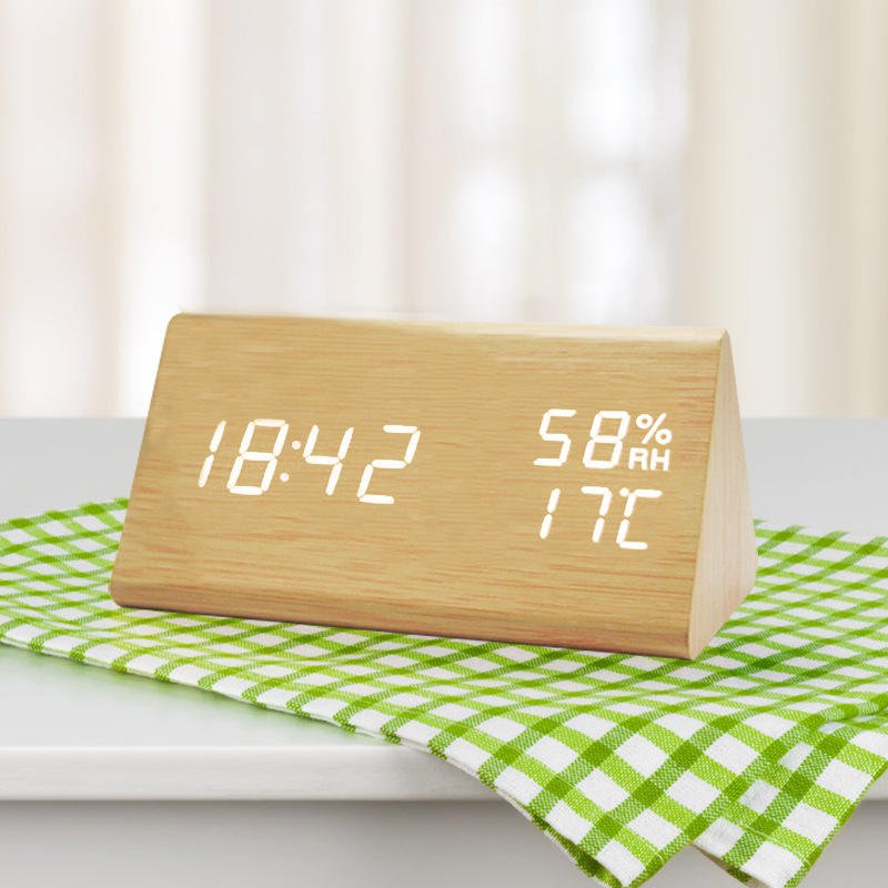 ECOCLOCK – Orologio Digitale Minimalista in Legno con Indicatore di Temperatura e Regolazione della Luce