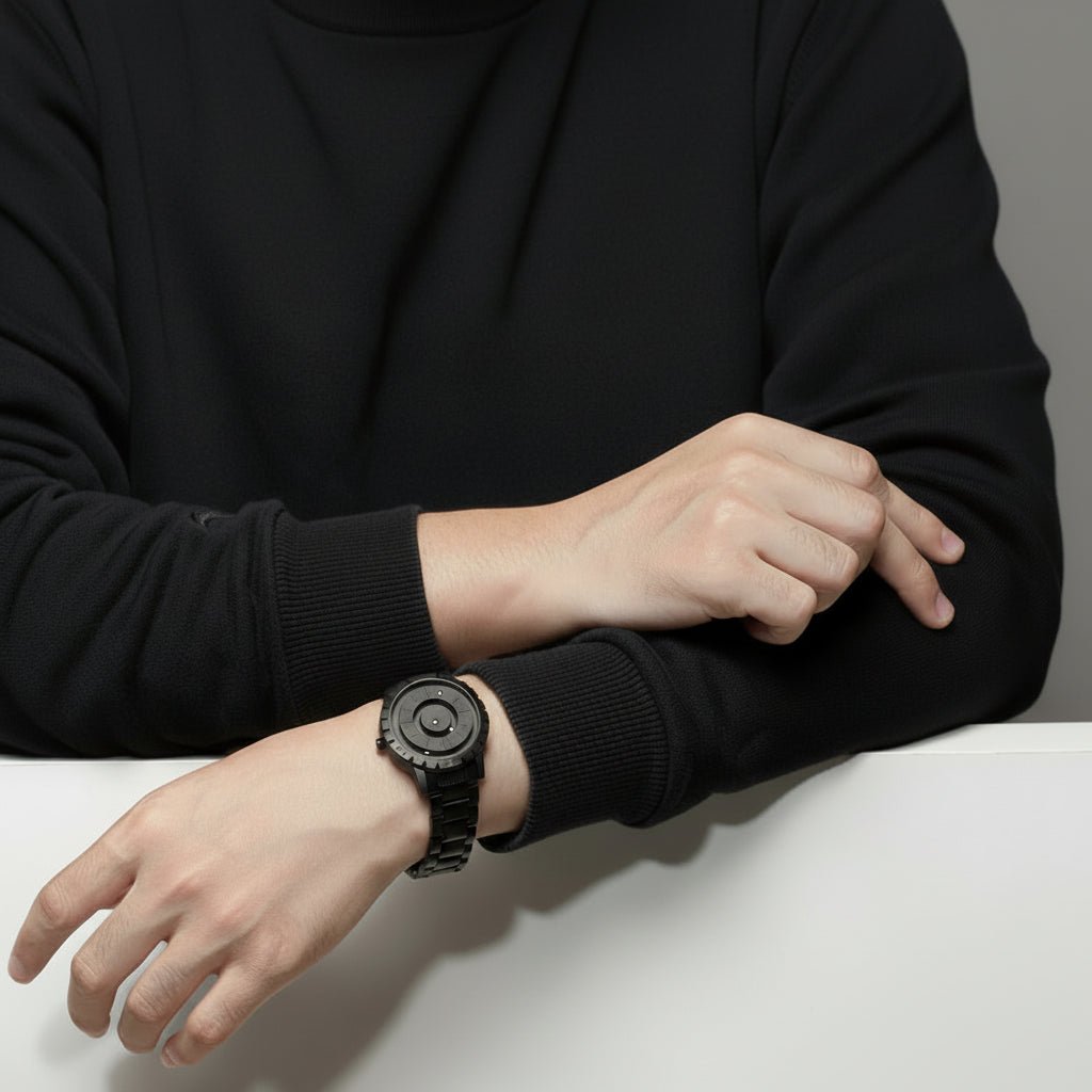 Magnetic Ball Watch - Magnetic ball watch with stainless steel case & mesh bracelet - Futuristic time display for technology lovers
