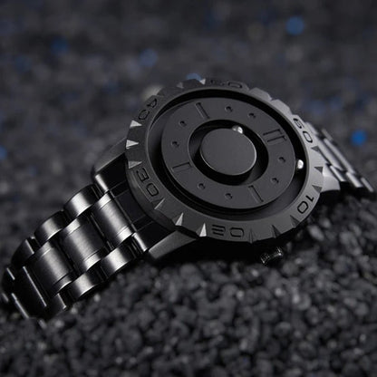 Magnetic Ball Watch - Magnetic ball watch with stainless steel case & mesh bracelet - Futuristic time display for technology lovers