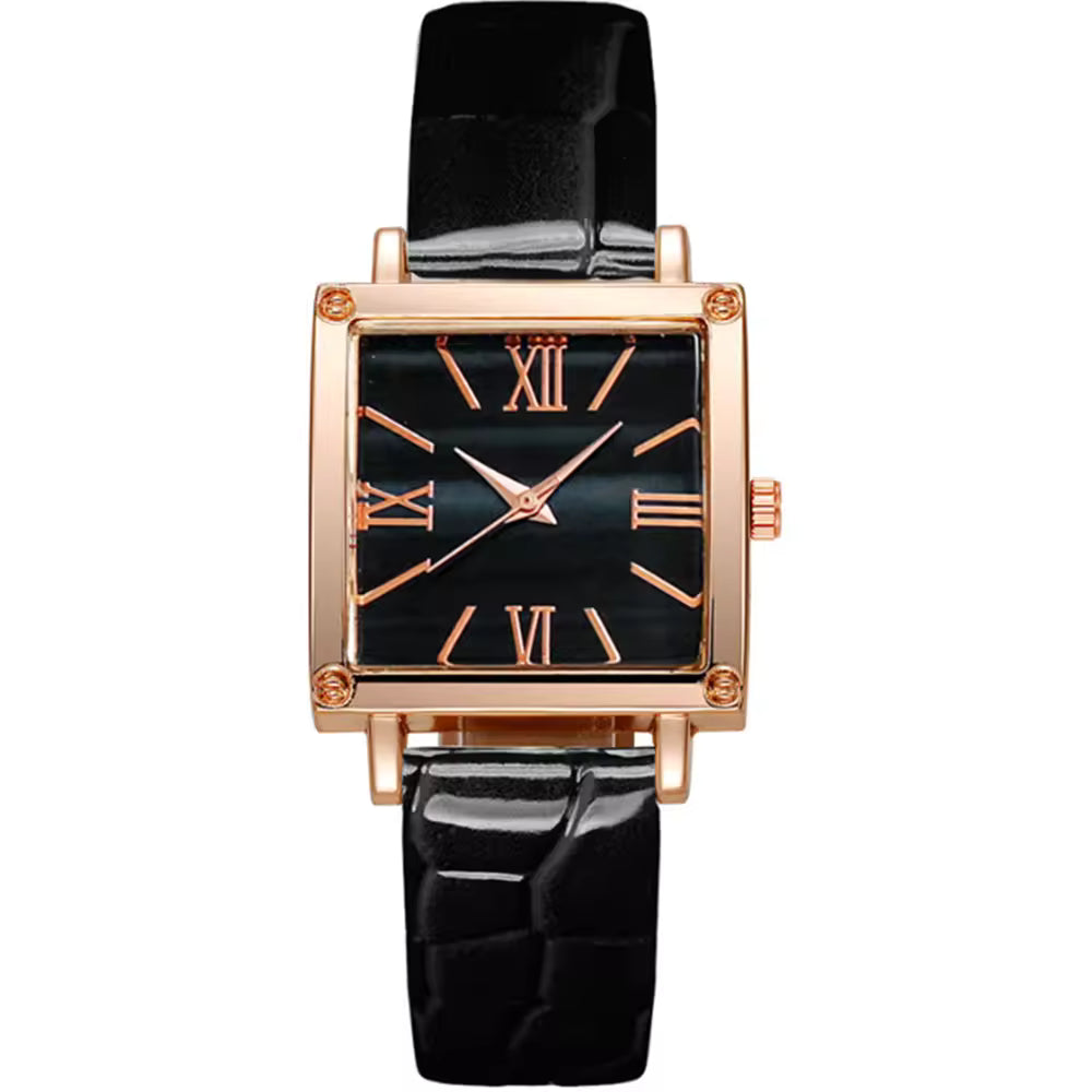 FORMAHOLZ – Montre carrée avec cadran à motif bois naturel