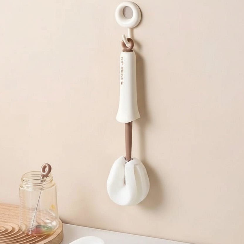 SCRUBORA – 2-in-1 sponge brush with integrated straw brush