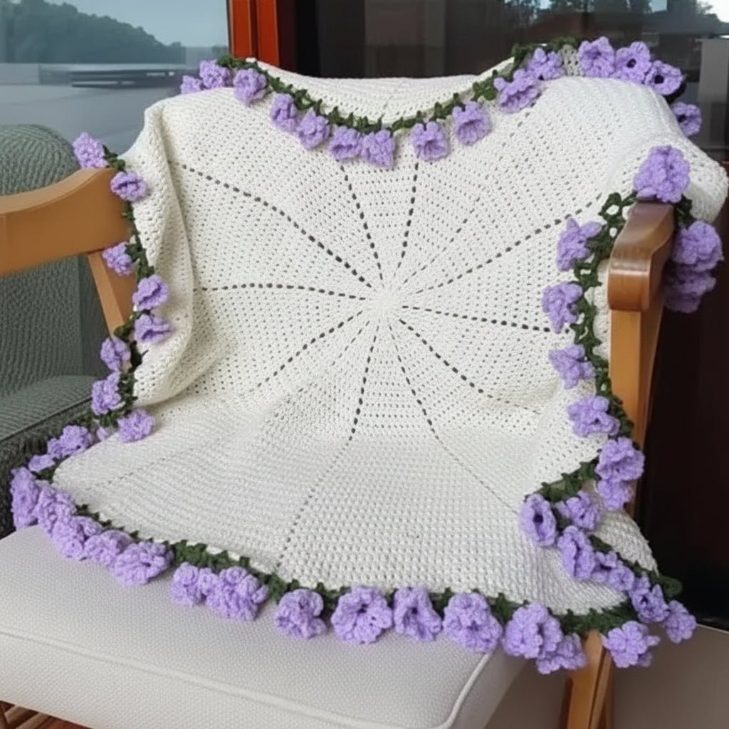 FLORAVA – Manta artesanal con diseño de rosas