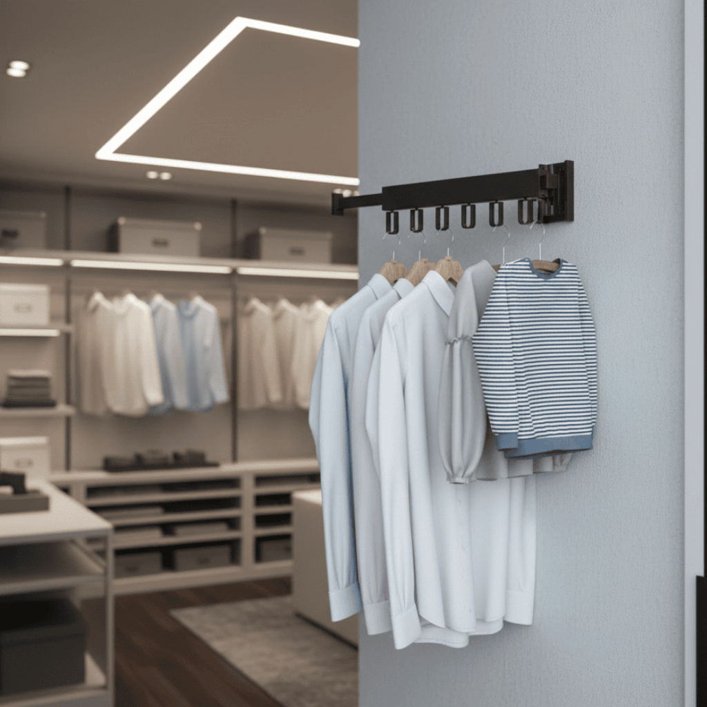 HANGSAVE – Wandmontierter, einziehbarer Wäschetrockner mit klappbarem Kleiderbügel 1