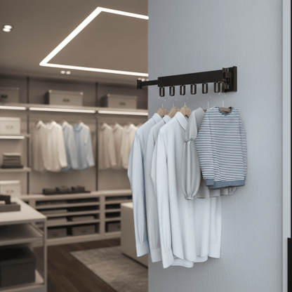 HANGSAVE – Wandmontierter, einziehbarer Wäschetrockner mit klappbarem Kleiderbügel 1
