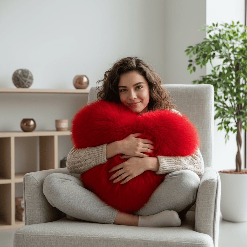 HEARTLUX – Weiches Herzkissen aus Kunstfell für moderne Wohndekoration 4