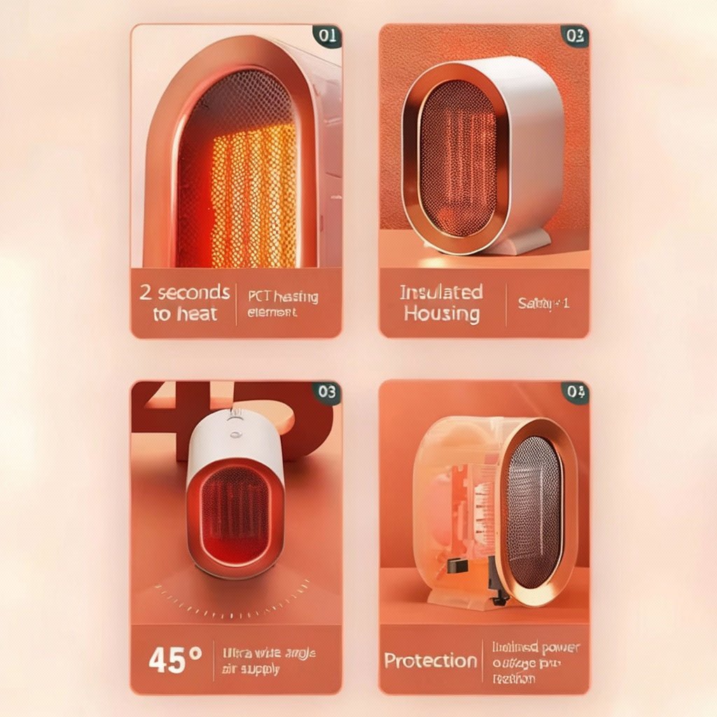 HEATCUBE – Kompakte, tragbare elektrische Heizung mit energieeffizientem Keramiklüfter 5