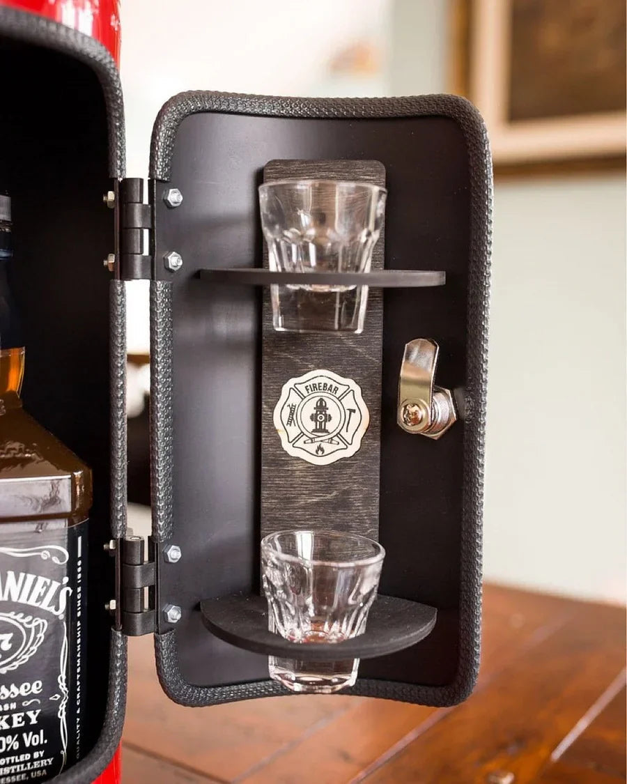 Hidden FireBar - Hidden minibar in fire extinguisher design for stylish storage