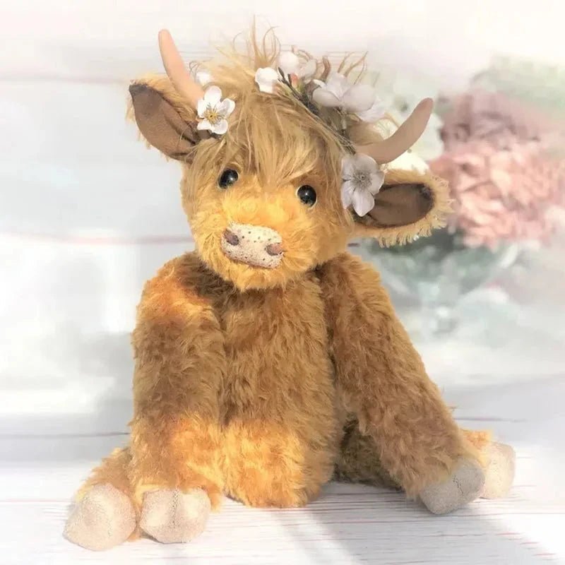 HIGHLANDCHARM – Wandbild: Hochlandkuh mit Blumen 1