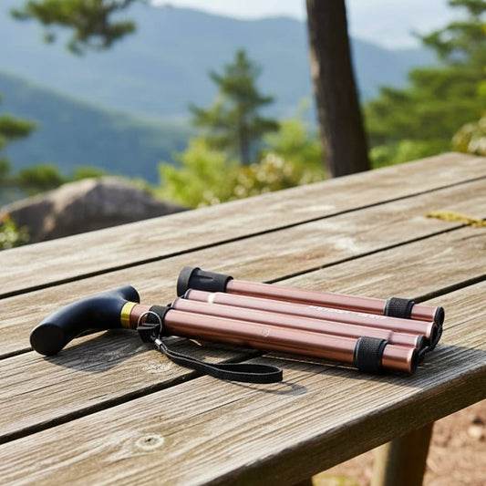 HIKEROD – Kompakter, teleskopierbarer Falt-Wanderstock für stabilen Halt beim Wandern 0