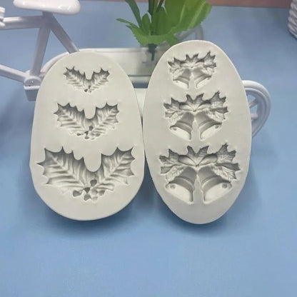 HOLLYBELLS – Weihnachtliche Silikonform mit Stechpalmenblättern und Glöckchen für Fondant und Schokolade 4