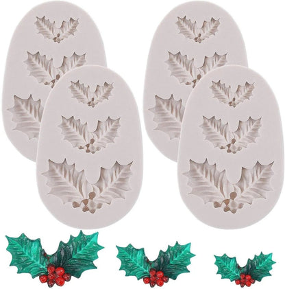 HOLLYBELLS – Weihnachtliche Silikonform mit Stechpalmenblättern und Glöckchen für Fondant und Schokolade 8