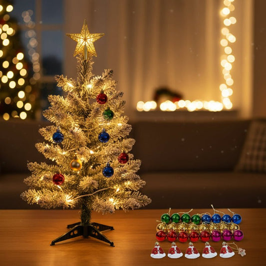 HOLLYGLOW – Beleuchtetes 60 cm Mini-Weihnachtsbaum-Set mit Dekorationen 0