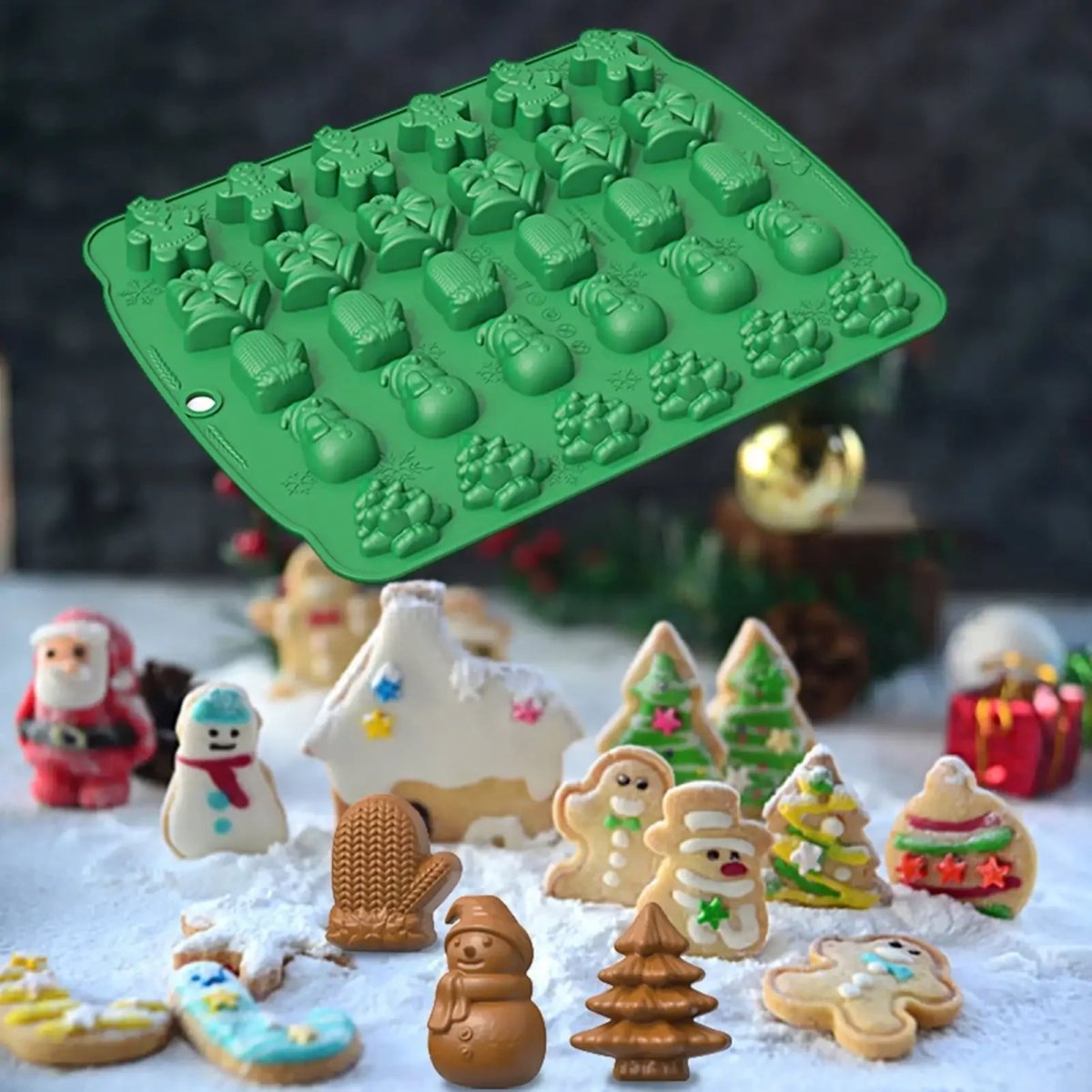 HOLLYMOLD – Weihnachtliches Silikonform-Set für Süßigkeiten, Schokolade & Fondant 6
