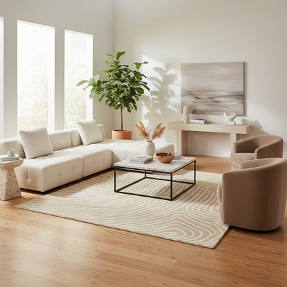 HOMEBLOOM – Beigefarbener, waschbarer Teppich mit moderner Textur für harmonische Wohn- und Schlafzimmer 0