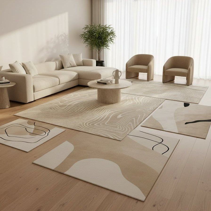 HOMEBLOOM – Beigefarbener, waschbarer Teppich mit moderner Textur für harmonische Wohn- und Schlafzimmer 3