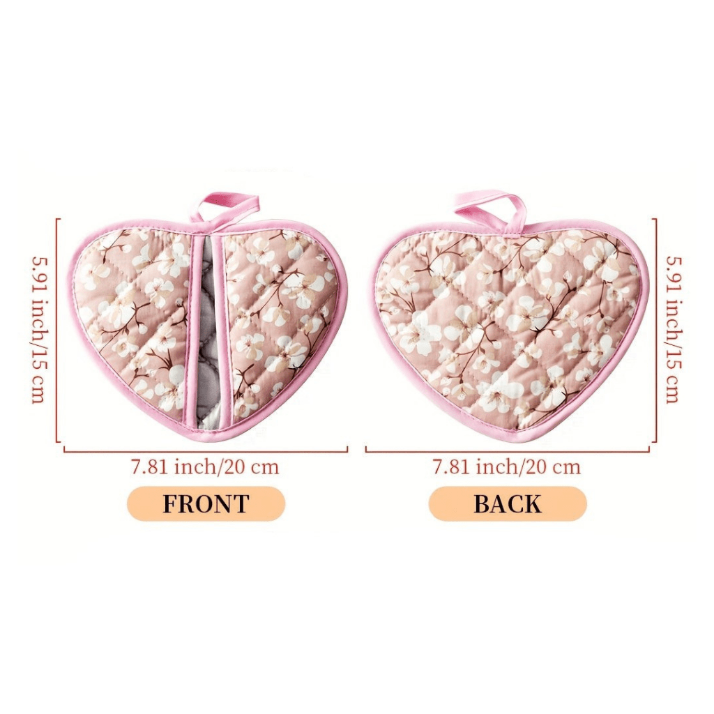 HOMESTYLE – Vintage-Topflappen in Herzform mit Blumenmuster und Hitzebeständigkeit 5