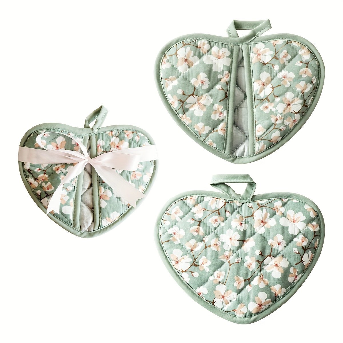 HOMESTYLE – Vintage-Topflappen in Herzform mit Blumenmuster und Hitzebeständigkeit 6