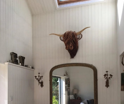 Highland Art – Decorazione da parete rustica a forma di testa di mucca per una casa unica