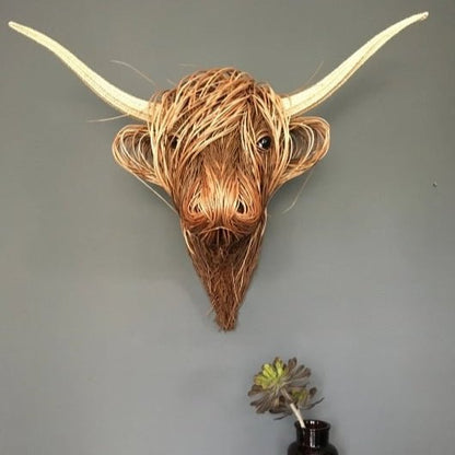 Highland Art – Decorazione da parete rustica a forma di testa di mucca per una casa unica