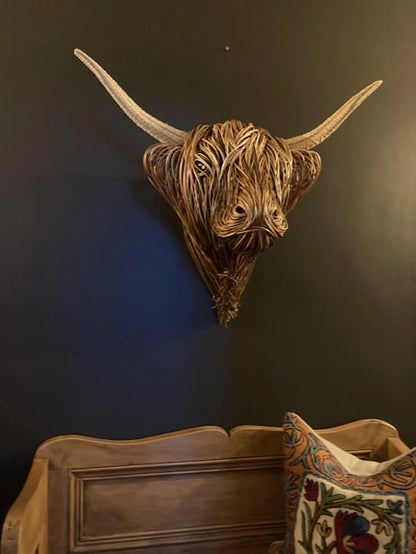 Highland Art – Decorazione da parete rustica a forma di testa di mucca per una casa unica