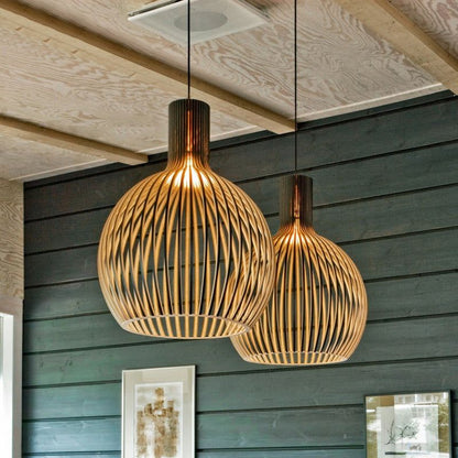 Lámpara colgante WoodArt – Lámpara colgante artesanal de madera para un ambiente cálido