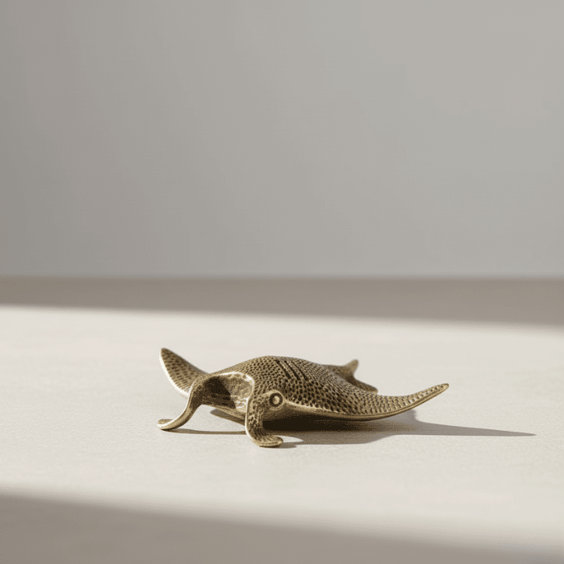 Handgefertigte Messing-Mantarochen-Skulptur – Elegante Wohndekoration mit Ozean-Thema 4