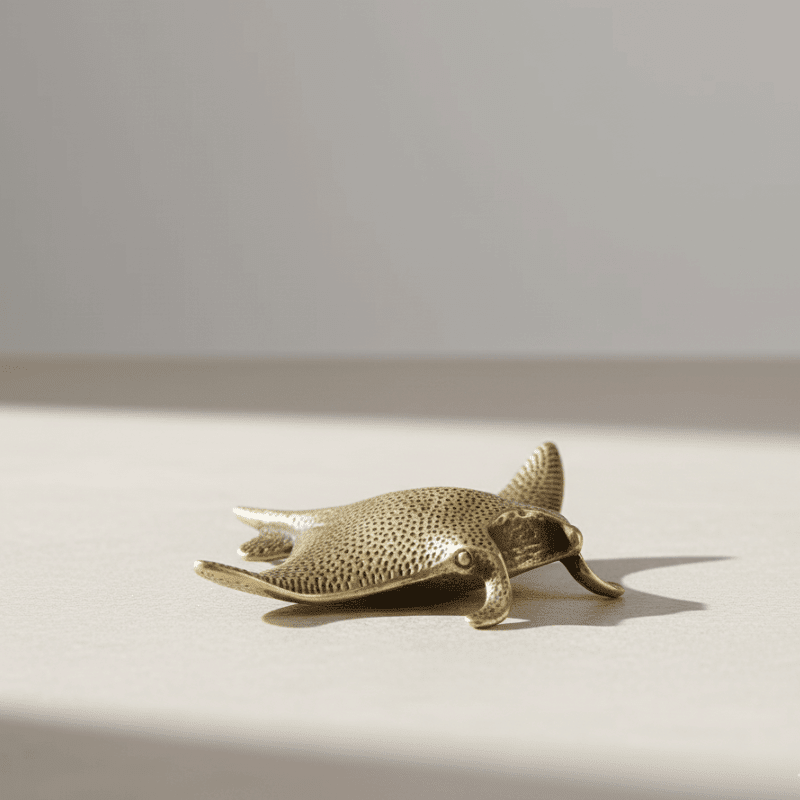 Handgefertigte Messing-Mantarochen-Skulptur – Elegante Wohndekoration mit Ozean-Thema 6