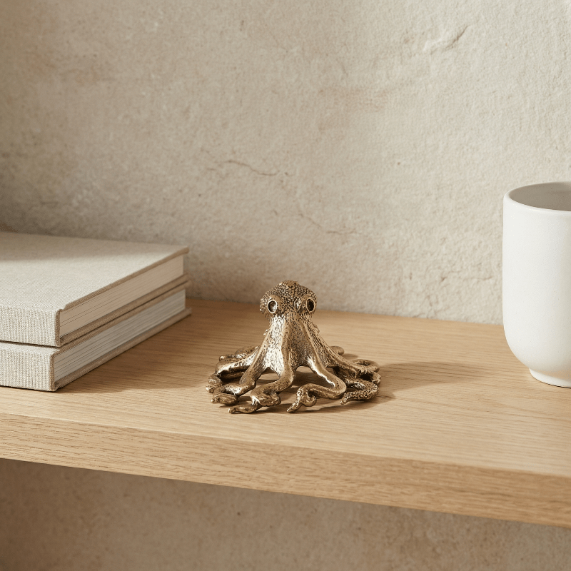 Handgefertigte Messing-Oktopus-Skulptur für stilvolle Dekoration 0