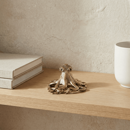 Handgefertigte Messing-Oktopus-Skulptur für stilvolle Dekoration 0