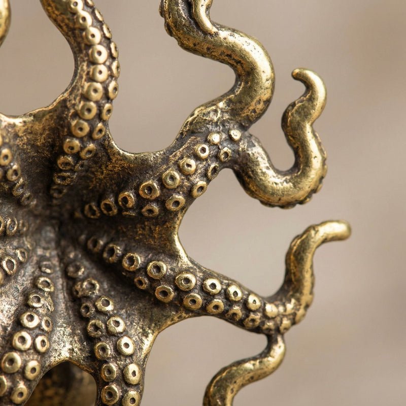 Handgefertigte Messing-Oktopus-Skulptur für stilvolle Dekoration 3