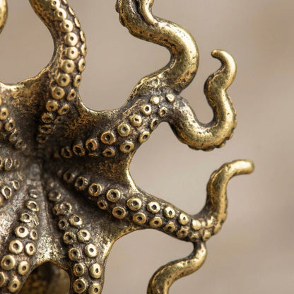 Handgefertigte Messing-Oktopus-Skulptur für stilvolle Dekoration 3