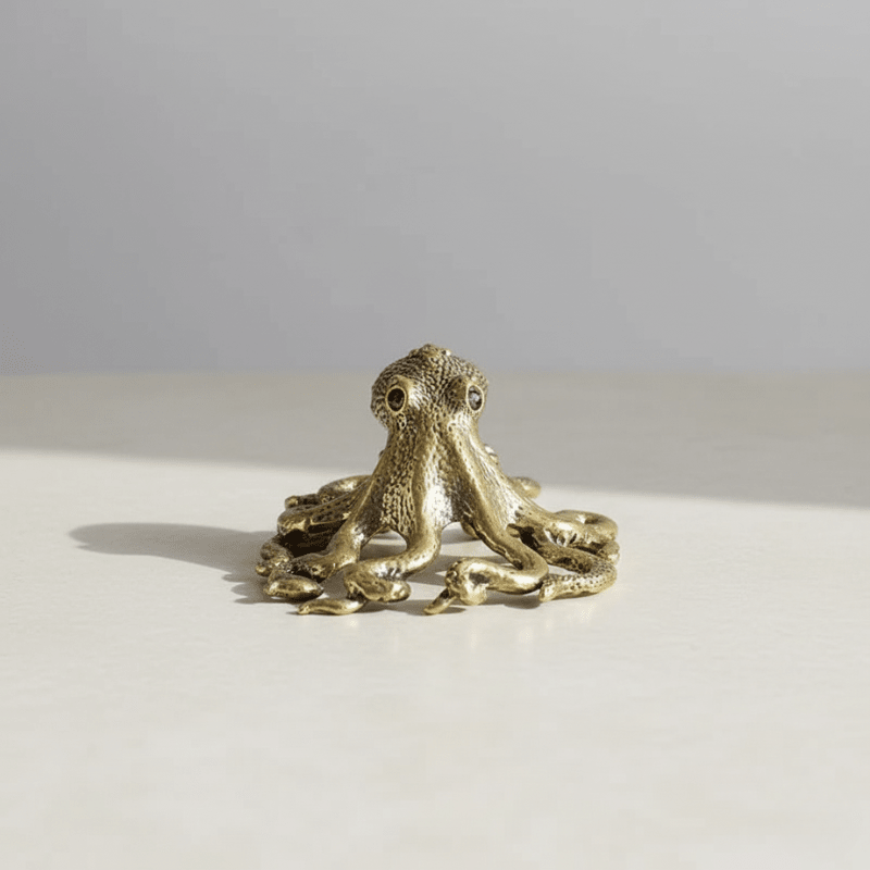 Handgefertigte Messing-Oktopus-Skulptur für stilvolle Dekoration 5